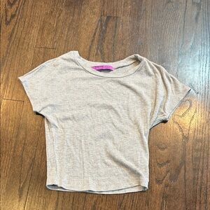 Jac Parker Women’s Gray Ribbed Short Sleeve Top Size XS